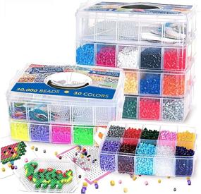 img 4 attached to 🧩 30,000 Piece Fuse Beads Kit with 30 Vibrant Colors at 5MM for Kids - Includes 10 Ironing Papers, 48 Patterns, 7 Clear Pegboards, Tweezers - Compatible with Perler Beads Kit