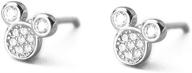 925 sterling silver cz mouse stud earrings for teen girls and women - cute tiny mice tragus post pin earrings with hypoallergenic sensitive ear design - minimalist jewelry gift logo