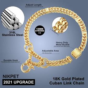 img 2 attached to 🐶 NIKPET 18K Gold Cuban Link Metal Chain Martingale Collar: Stylish, Secure, and Chew Proof for Small, Medium, Large Dogs