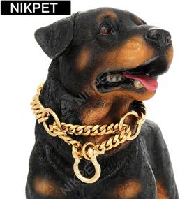 img 1 attached to 🐶 NIKPET 18K Gold Cuban Link Metal Chain Martingale Collar: Stylish, Secure, and Chew Proof for Small, Medium, Large Dogs