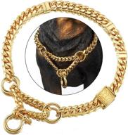 🐶 nikpet 18k gold cuban link metal chain martingale collar: stylish, secure, and chew proof for small, medium, large dogs logo