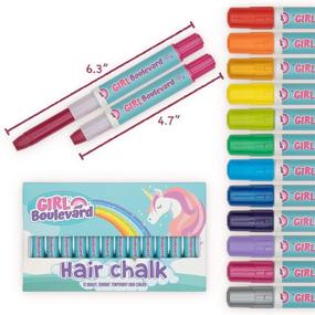 img 2 attached to Kids' Hair Chalk Set by Girl Boulevard – 12-Color Washable Hair Dye – Vibrant Temporary Hair Color for Girls with Dark, Blonde, and Red Hair – Easily Washes Out with Shampoo