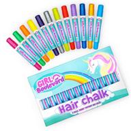 kids' hair chalk set by girl boulevard – 12-color washable hair dye – vibrant temporary hair color for girls with dark, blonde, and red hair – easily washes out with shampoo logo