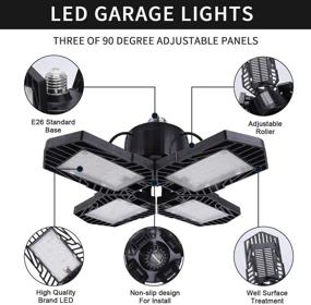 img 3 attached to 🔦 2 Pack LED Garage Lights: Super Bright 80W Deformable Ceiling Lighting for Garage & Warehouse - 8000LM, 6000K Daylight, Adjustable E26 LED Garage Lighting