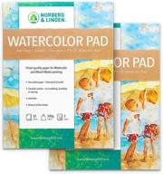 🎨 norberg &amp; linden 64 sheets mixed media painting watercolor pad (2 count) - 9x12 sheets with durable cover - double-sided paper for ideal texture in painting, coloring, and sketching - cold pressed, 300g logo