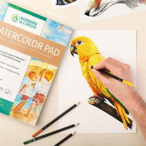 img 3 attached to 🎨 Norberg &amp; Linden 64 Sheets Mixed Media Painting Watercolor Pad (2 Count) - 9x12 Sheets with Durable Cover - Double-Sided Paper for Ideal Texture in Painting, Coloring, and Sketching - Cold Pressed, 300g