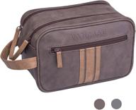 🧳 vancase vintage leather dopp kit: ultimate travel toiletry bag for men - large waterproof shaving bags, portable bathroom shower organizer logo