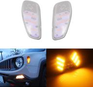 clear lens amber led side marker light lamps kit for 2014-2019 jeep renegade logo