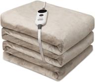 🔥 cozycomfort™ 72''x84'' electric heated blankets: advanced double-layer flannel with 6 heat settings for home office use. auto-off & etl certified, machine washable logo