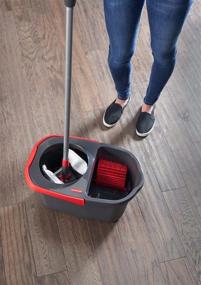 img 1 attached to 🧹 Rubbermaid Microfiber Flat Spin Mopping System: Efficient Floor Care with Wringer Bucket (2104526), Red