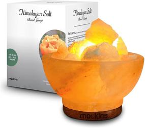 img 4 attached to 🔮 Mockins Handcrafted 6-Inch Himalayan Salt Bowl Lamp with Wood Base - Includes Light Bulb | Adult Night Lights and Decor for a Serene Ambiance