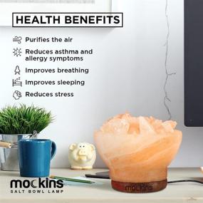 img 1 attached to 🔮 Mockins Handcrafted 6-Inch Himalayan Salt Bowl Lamp with Wood Base - Includes Light Bulb | Adult Night Lights and Decor for a Serene Ambiance