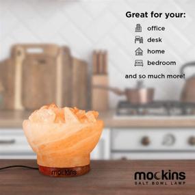 img 3 attached to 🔮 Mockins Handcrafted 6-Inch Himalayan Salt Bowl Lamp with Wood Base - Includes Light Bulb | Adult Night Lights and Decor for a Serene Ambiance