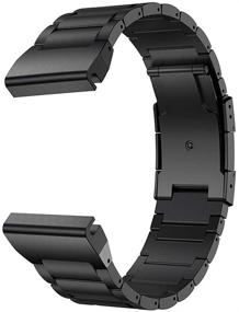 img 3 attached to 👉 Titanium Metal Quick Release Easy Fit Watch Band with Double Button Clasp for Garmin Fenix 5 5 Plus 6 6 Pro/Forerunner 935/945 Smartwatch, Black