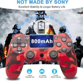 img 3 attached to 🎮 YU33 Red Camo Wireless Controller Compatible with P-4 - Complete Bundle: 1 Pack Cables, 2 Rainbow Caps, Powerful Motors, 800mAh Battery - Red Camo, 2021 Edition - Affordable Joystick