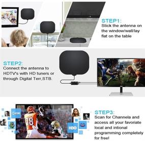 img 1 attached to 📺 250+ Miles Range Amplified HD Indoor Digital TV Antenna - Supports 4K, 1080p, Fire Stick, and All Televisions - Smart HDTV Antenna for Local Channels, VHF UHF - Includes 17ft Coax Cable