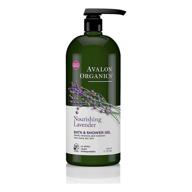 🌿 avalon organics nourishing lavender bath & shower gel - 32 oz, natural body wash logo