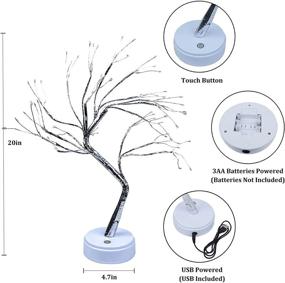 img 2 attached to Настольное бонсай-дерево BHCLIGHT с 108 светодиодными волшебными огнями - 20'' DIY искусственная деревянная лампа, работающая от батареек или USB, светодиодные рождественские украшения для домашнего стола, рождественской вечеринки - теплый белый