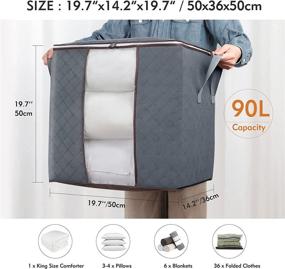 img 2 attached to Dokehom 90L Large Clothes Storage Bag Organizer: Ultimate Solution for Comforters, Blankets, Bedding, and More! Reinforced Handle for Easy Handling, Collapsible Under Bed Storage - Grey