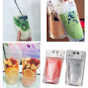 img 1 attached to 🥤 Convenient and Versatile: 100 Pcs Drink Pouches with Straws - Reusable Clear Plastic Bags for Hot & Cold Drinks