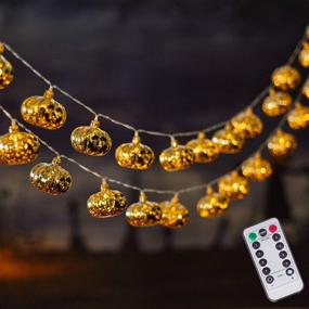 img 4 attached to 🎃 Vibrant 30 LED Halloween Pumpkin Decoration Lights: Battery Operated with Remote, Perfect for Indoor/Outdoor Parties & Halloween Decor - Yellow/Gold