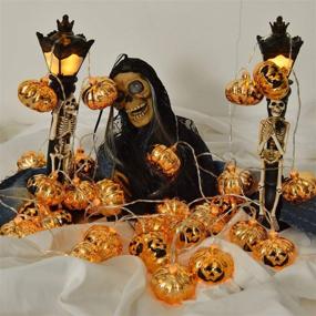 img 3 attached to 🎃 Vibrant 30 LED Halloween Pumpkin Decoration Lights: Battery Operated with Remote, Perfect for Indoor/Outdoor Parties & Halloween Decor - Yellow/Gold