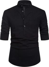 img 4 attached to 👕 SIR7 Sleeve Henley Shirts: Stylish and Comfortable Relaxed Fit Men's Clothing