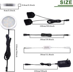 img 2 attached to 🔦 AIBOO 12V LED Under Cabinet Lights Kit 6 Pack Black Cord Aluminum Puck Lights for Kitchen Counter Closet Lighting with RF Remote Control - Dimmable 6 Lights, 12W, 2700K Warm White