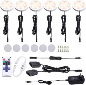 img 4 attached to 🔦 AIBOO 12V LED Under Cabinet Lights Kit 6 Pack Black Cord Aluminum Puck Lights for Kitchen Counter Closet Lighting with RF Remote Control - Dimmable 6 Lights, 12W, 2700K Warm White