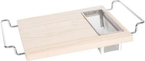 img 4 attached to 🧑 Chef Buddy's 2 in 1 Adjustable Wooden Cutting Board with Wire Colander for Over the Sink - A Stainless Steel Strainer Included