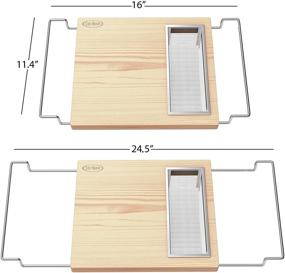 img 3 attached to 🧑 Chef Buddy's 2 in 1 Adjustable Wooden Cutting Board with Wire Colander for Over the Sink - A Stainless Steel Strainer Included