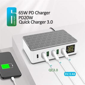 img 4 attached to 🔌 KitBox USB Charging Station - 6-Port Fast Charger with 20W USB C Charger and 18W QC3.0 Fast Charger for Tablets, iPad, iPhone 12, Android Phone, Kindle, and More