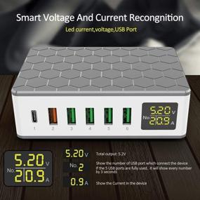 img 1 attached to 🔌 KitBox USB Charging Station - 6-Port Fast Charger with 20W USB C Charger and 18W QC3.0 Fast Charger for Tablets, iPad, iPhone 12, Android Phone, Kindle, and More