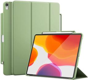 img 4 attached to 📱 Greenery iPad Pro 11 Case with Pencil Holder, Magnetic Attachment & Wirelessly Charge, Magnetic Closure, Auto Sleep/Wake, 2 Viewing Angles, Soft TPU Back Shell - Compatible with 2018 Pro 11