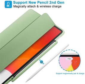 img 3 attached to 📱 Greenery iPad Pro 11 Case with Pencil Holder, Magnetic Attachment & Wirelessly Charge, Magnetic Closure, Auto Sleep/Wake, 2 Viewing Angles, Soft TPU Back Shell - Compatible with 2018 Pro 11