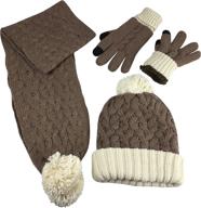 ❄️ n'ice caps women's 2-ply cable knit hat, scarf, and glove winter set - fully lined, 3pc set logo