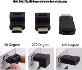 img 1 attached to Универсальный и удобный набор адаптеров HDMI: 10 штук для различных устройств, от мужского к женскому / от женского к женскому, MiniHDMI, Micro HDMI, угловые адаптеры левый и правый, адаптер HDMI 90/270 градусов с HDMI-кабелем длиной 5 футов.