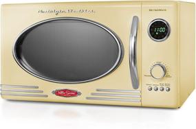 img 3 attached to 🍞 Nostalgia RMO4YLW Retro Large 0.9 cu ft, 800-Watt Countertop Microwave Oven - Enjoy 12 Pre-Programmed Cooking Options, Digital Clock, Easy Clean Interior, in Vibrant Yellow