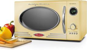 img 1 attached to 🍞 Nostalgia RMO4YLW Retro Large 0.9 cu ft, 800-Watt Countertop Microwave Oven - Enjoy 12 Pre-Programmed Cooking Options, Digital Clock, Easy Clean Interior, in Vibrant Yellow