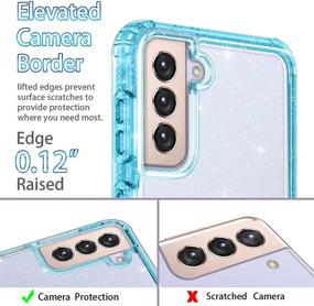 img 2 attached to Hekodonk Hybrid Liquid Clear Crystal Glitter TPU Bumper Case for Samsung Galaxy S21 5G - Bling Blue, Protective Silicone Shockproof Flexible Anti-Scratch Cover