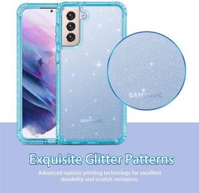 img 3 attached to Hekodonk Hybrid Liquid Clear Crystal Glitter TPU Bumper Case for Samsung Galaxy S21 5G - Bling Blue, Protective Silicone Shockproof Flexible Anti-Scratch Cover