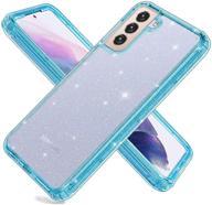 hekodonk hybrid liquid clear crystal glitter tpu bumper case for samsung galaxy s21 5g - bling blue, protective silicone shockproof flexible anti-scratch cover logo