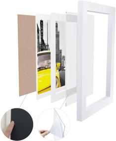 img 2 attached to 🖼️ Emeyart 12x16 White Picture Frames: Display 11x14 Documents or 12x16 Photos, Solid Wood Frame for Living Room and Office Wall Decor