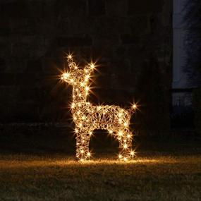 img 1 attached to 🦌 Rustic 23.5" Rattan Fawn Reindeer LED Christmas Decoration by Lights4fun, Inc. - Perfect for Indoor and Outdoor Use
