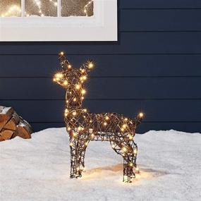 img 2 attached to 🦌 Rustic 23.5" Rattan Fawn Reindeer LED Christmas Decoration by Lights4fun, Inc. - Perfect for Indoor and Outdoor Use