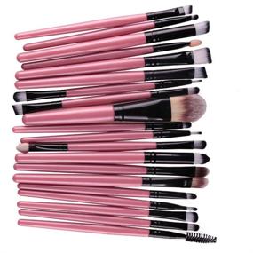 img 1 attached to 💄 KOLIGHT 20-Piece Makeup Brush Set for Powder, Foundation, Eyeshadow, Eyeliner, and Lip Cosmetics (Black+Pink)