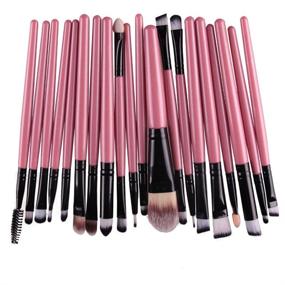 img 2 attached to 💄 KOLIGHT 20-Piece Makeup Brush Set for Powder, Foundation, Eyeshadow, Eyeliner, and Lip Cosmetics (Black+Pink)