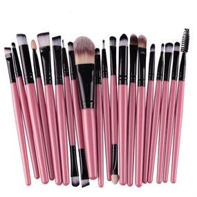 img 4 attached to 💄 KOLIGHT 20-Piece Makeup Brush Set for Powder, Foundation, Eyeshadow, Eyeliner, and Lip Cosmetics (Black+Pink)