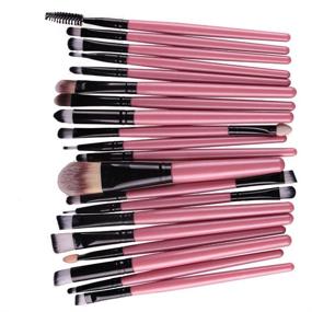 img 3 attached to 💄 KOLIGHT 20-Piece Makeup Brush Set for Powder, Foundation, Eyeshadow, Eyeliner, and Lip Cosmetics (Black+Pink)