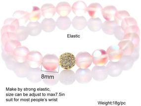 img 2 attached to 🧜 Mystic Glowing Mermaid Glass Bracelet - Moonstone Beaded Stretch Bracelet with Zircon Crystal Beads - Summer Love Collection